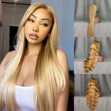 Load image into Gallery viewer, Straight &amp; Body Wave Honey Blonde Highlight Wig 13x4 Lace Front Wig
