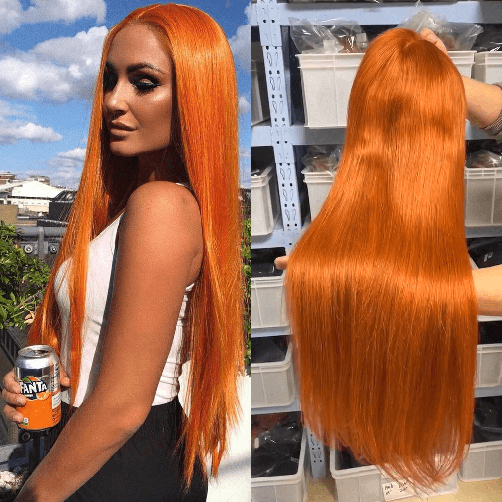 Ginger Lace Wig Human Hair 13x4 Transparent Lace Front