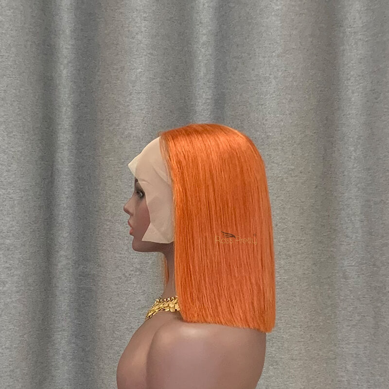 Ginger Bob Wig T Part Lace Straight Human Hair