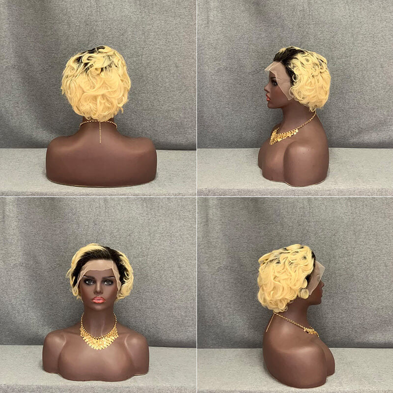 blonde ombre short hair wig