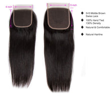 Load image into Gallery viewer, 5×5 Straight Hair Transparent Lace Closure
