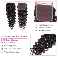 Load image into Gallery viewer, 5×5 Transparent Lace Closure Virgin Human Hair Water Wave
