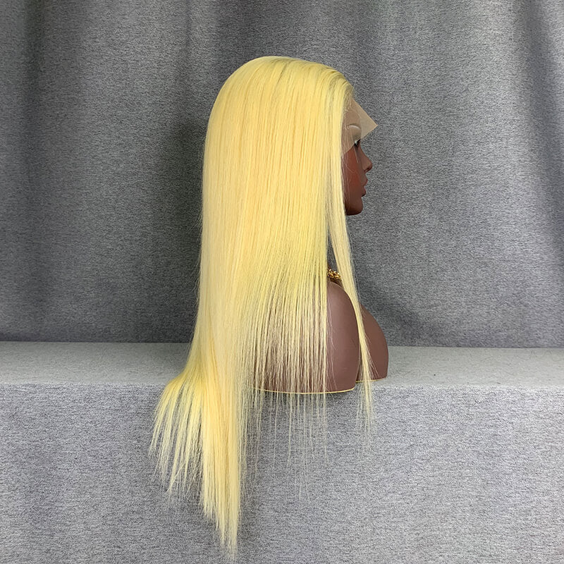 18 Inch Full Lace Wig Straight Raw Hair 613 Blonde Hair Wig
