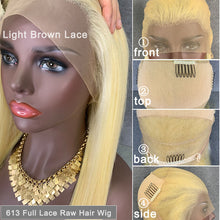 Load image into Gallery viewer, 18 Inch Full Lace Wig Straight Raw Hair 613 Blonde Hair Wig
