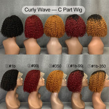 Load image into Gallery viewer, Curly Wave #1b C-Side Part Lace Front Wig 10 Inch Wig
