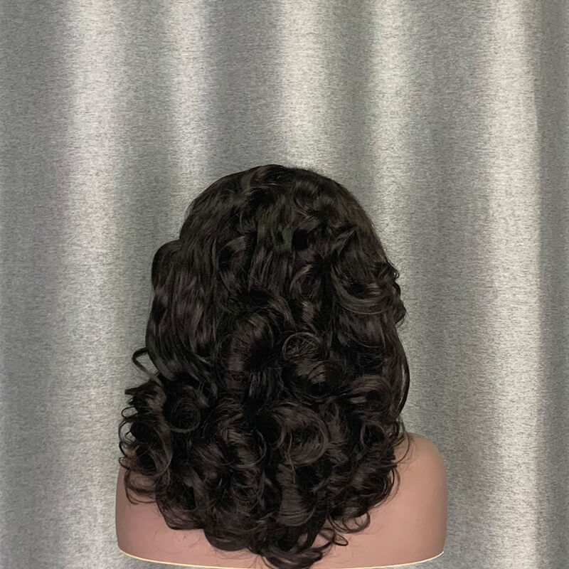 Double Drawn Wig Bouncy Curly 12 Inch 13x4 Lace Front