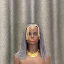 Load image into Gallery viewer, Grey Bob Wig 12 inch 13x4 Lace Front Human Hair
