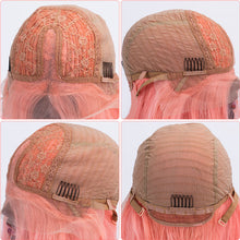 Load image into Gallery viewer, T Lace Bob Straight Pink Color Middle Part Wig Human Hair Wig
