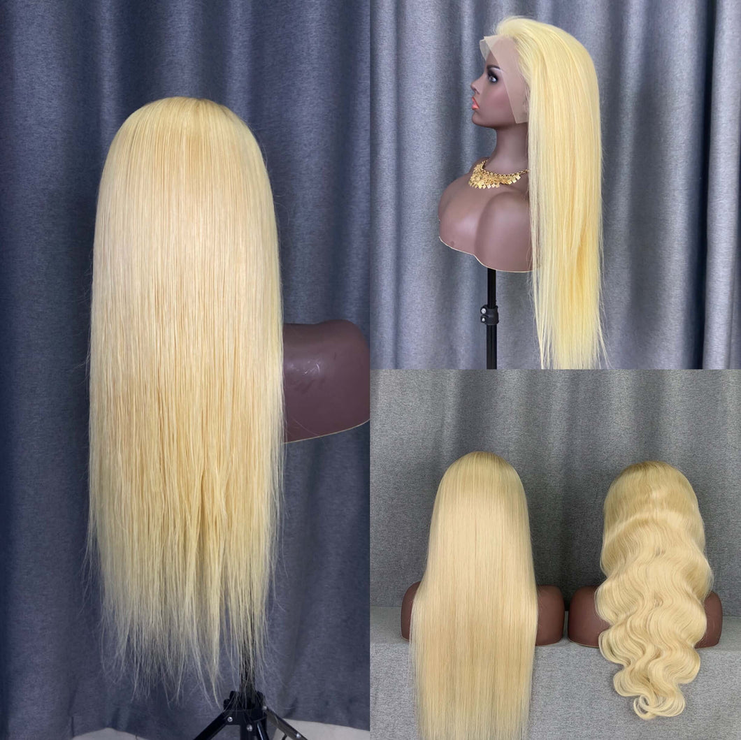 613 Blonde Straight Human Hair 13x4 Lace Frontal Wig
