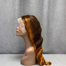 Load image into Gallery viewer, Skunk Stripe Golden Highlights &amp; Brown With Golden Body Wave Front Lace Wig

