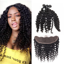Load image into Gallery viewer, Brazilian 4 Bundles With 13X4 Frontal Loose Deep Human Hair - Ross Pretty Hair Official
