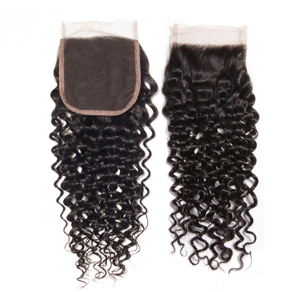 Brazilian 4*4 Curly Wave Lace Closure Human Hair Extensions - Ross Pretty Hair Official