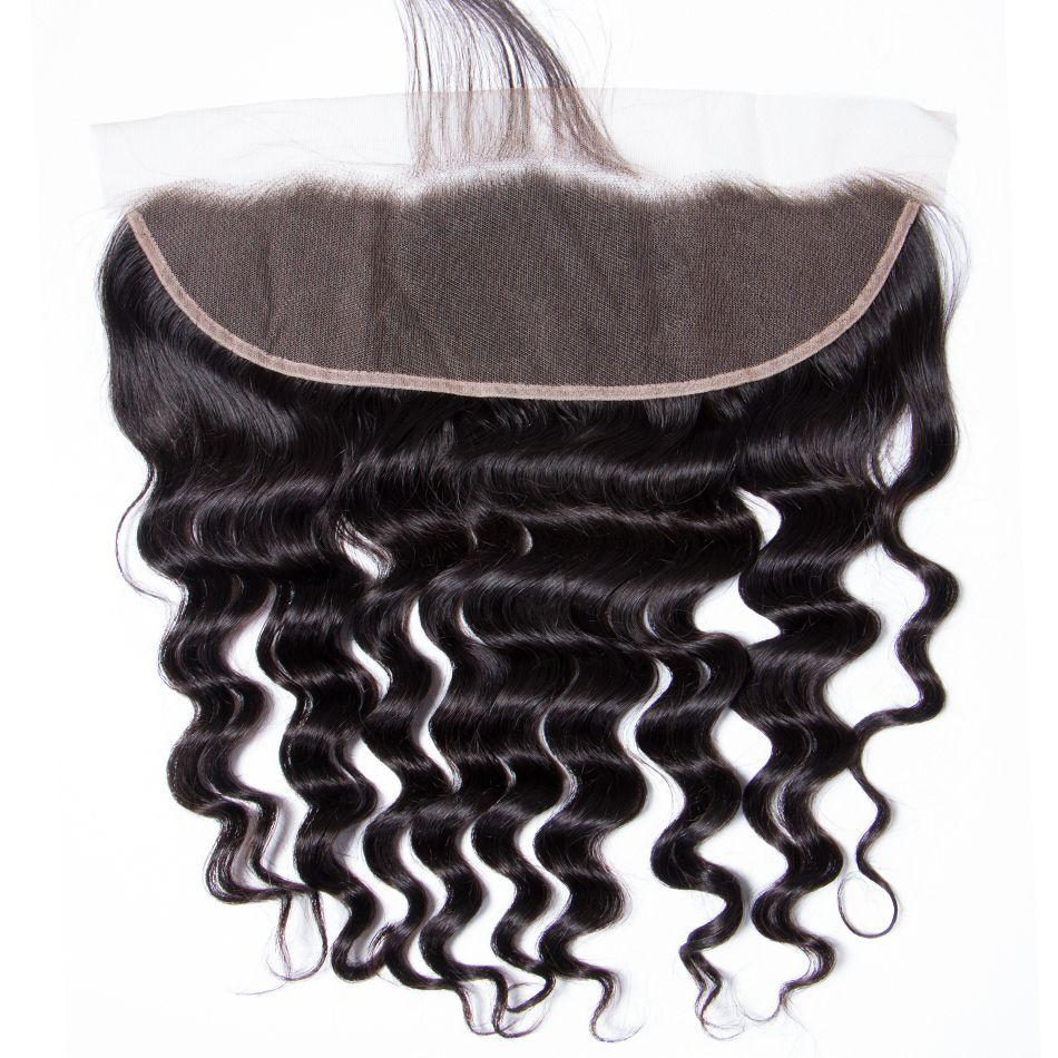 13x4 Lace Frontal Hair Loose Deep Brazilian Hair Closure Virgin Hair