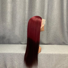 Load image into Gallery viewer, Burgundy/ #2 Ombre Colored 13x4 Lace Front Virgin Human Hair Wig
