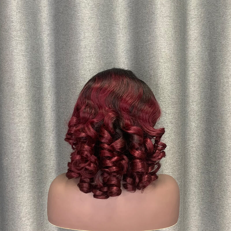 Loose Wave #1B/99j Ombre Burgundy Wig 13X4 Lace Wig 16 Inch