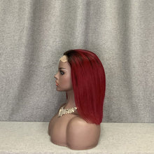 Load image into Gallery viewer, burgundy blunt cut bob wig
