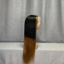 Load image into Gallery viewer, #1b-30 Ombre With #30 Highlights Skunk Stripe Straight Lace Front Wig
