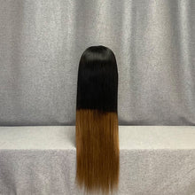 Load image into Gallery viewer, #1b-30 Ombre Wig With #30 Highlights Skunk Stripe Frontal Wig
