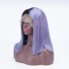 Load image into Gallery viewer, 1B Lilac Color Bob Straight Hair 13×4 Lace Front Wigs Human Hair
