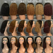 Load image into Gallery viewer, Water Wave Bob Wig 13x4 Lace Front Natural Black Curl Bob Wig
