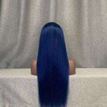 Load image into Gallery viewer, Blue Color Human Hair Straight 13x4 Lace Front Wig

