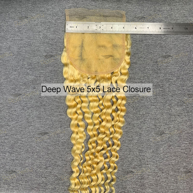 613 Hair 5×5 Transparent Lace Closure Free Part Deep Wave