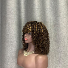 Load image into Gallery viewer, Highlight Wig Double Drawn Hair Pixie Curly Glueless Wig With Bang
