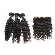 Load image into Gallery viewer, Hunman Virgin Hair Peruvian Deep Wave 3 Bundles With 13X4 Lace Frontal - Ross Pretty Hair Official
