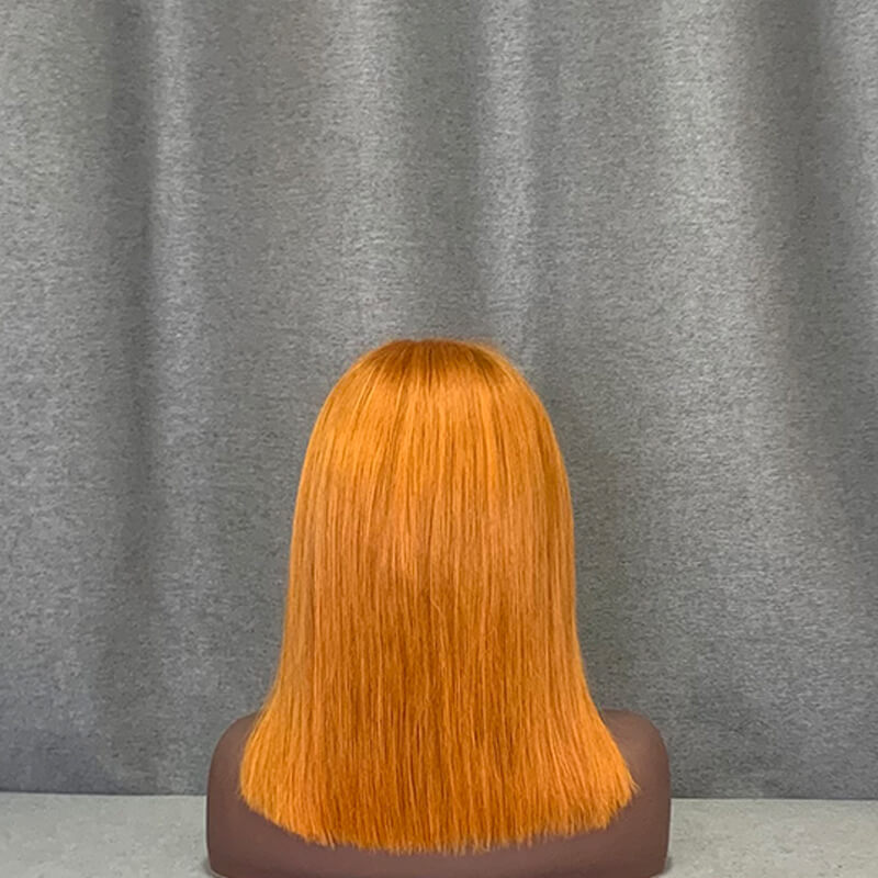 Orange Bob Wig Straight 13x4 Lace Front Human Hair