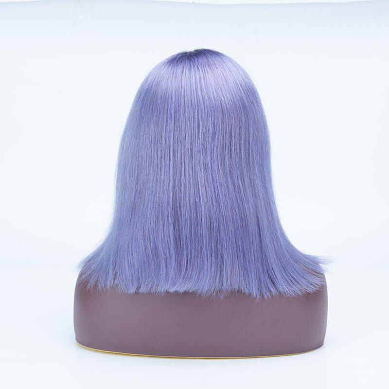 1B Lilac Color Bob Straight Hair 13×4 Lace Front Wigs Human Hair