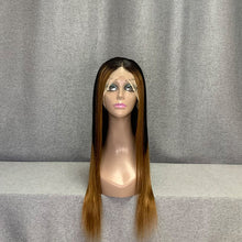 Load image into Gallery viewer, #1b-30 Ombre Wig With #30 Highlights Skunk Stripe Frontal Wig
