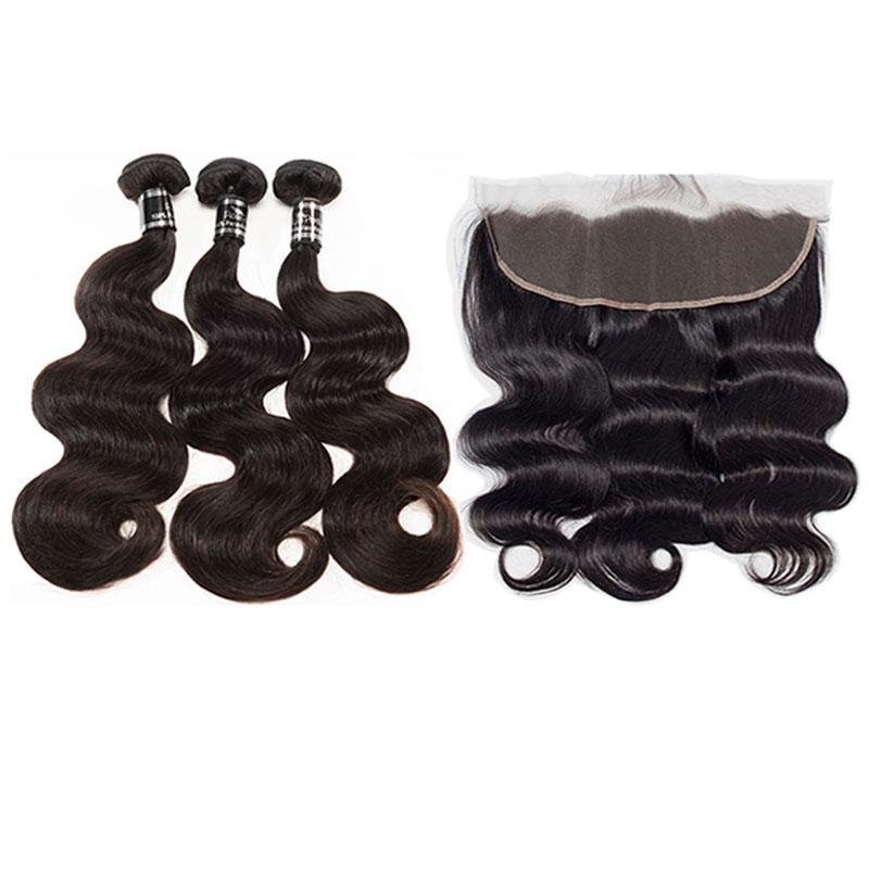 Peruvian Body Wave Human Hair 3 Bundles With 13X4 Lace Frontal - Ross Pretty Hair Official