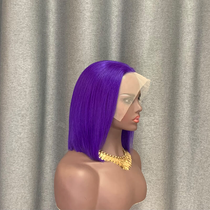 purple bob lace wig