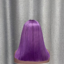 Load image into Gallery viewer, Light Purple Human Hair Bob Wig 13x4 Lace Front 10-16 Inch
