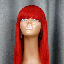 Load image into Gallery viewer, Red Bang Wig Short Bob Wig Straight Hair

