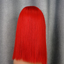Load image into Gallery viewer, Red Bang Wig Short Bob Wig Straight Hair
