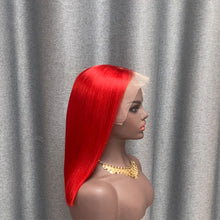 Load image into Gallery viewer, 13X6 Lace Frontal Red Bob Wig Straight Human Hair
