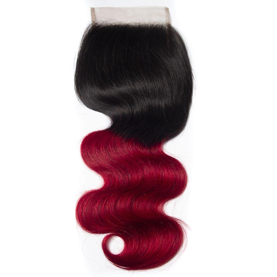 Ross Pretty Lace Closure body wave 1b red Human Hair Product swiss lace - Ross Pretty Hair Official