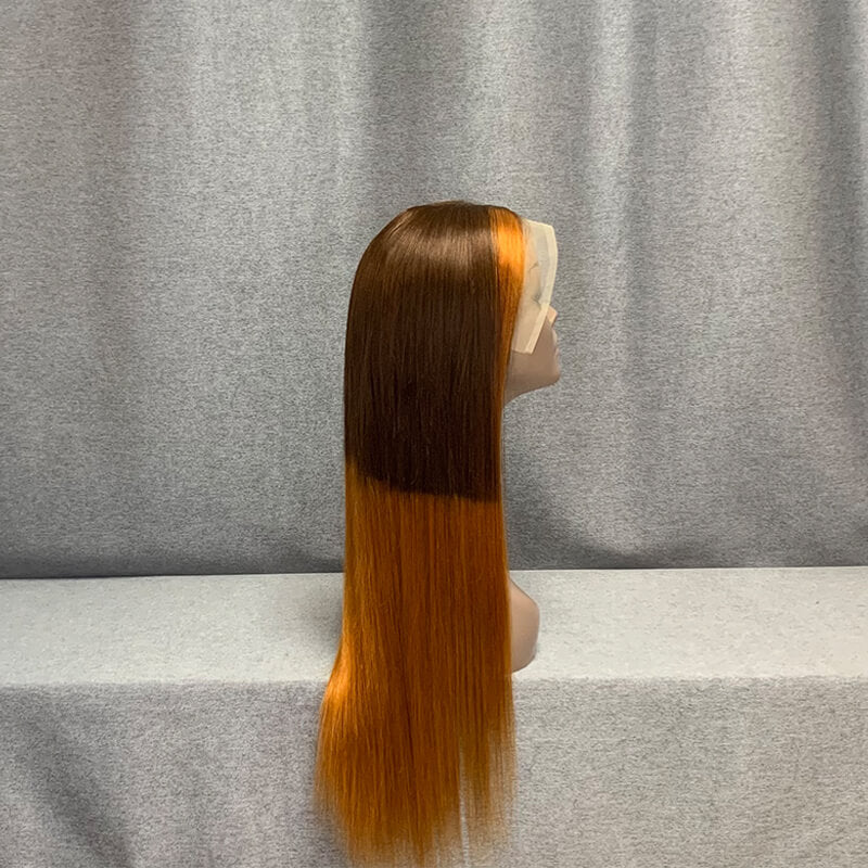 #4-Golden Colored Straight Human Hair Lace Front Wig 18-24 Inch Available